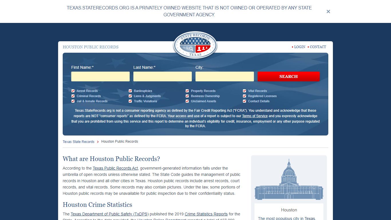 Houston Arrest and Public Records | Texas.StateRecords.org